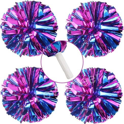 Lovecheer 4PCS Metallic Pom Poms Cheerleading with Handle Sports Cheer Pom Poms Team Spirits Football Basketball School Party Performance Dance in Kuwait