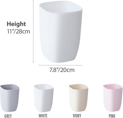 Bathroom Trash Can, White Trash Can, Plastic Rectangular Garbage Can for Kitchen, Bedroom, Living Room, Small Stylish Modern Indoor Waste Basket Minimalism, 1.8 Gallons/ 7 Liter in Kuwait