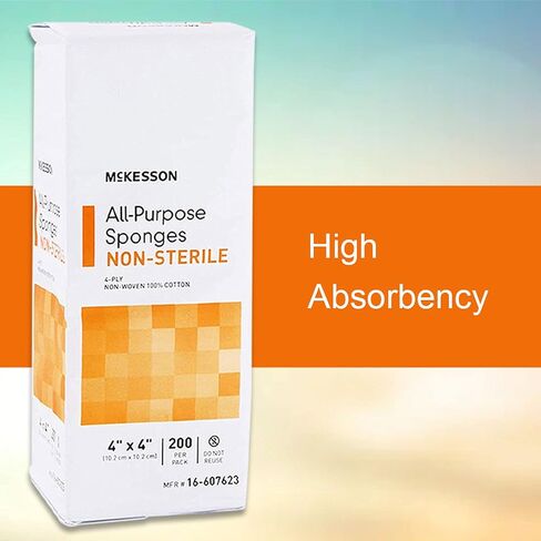 McKesson All Purpose Sponges, Non-Sterile, 4-Ply, 100% Cotton, 2 in x 2 in, 200 per Pack, 1 Pack in Kuwait