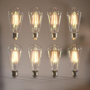 Edison Plubs 6W E26 LED LED 60 WATT مكافئ ، مصابيح LED LED خمر CRI90+ ST19 ، مصابيح إضاءة صافية قابلة للضوء ، 2700K أبيض دافئ ناعم 4