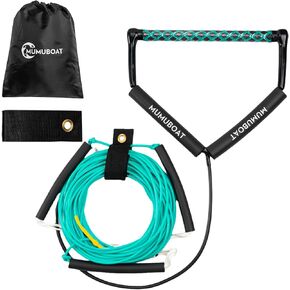 حبل Dyneema Wakeboard بطول 75 قدمًا، حبل غير قابل للتمدد ومقبض حبل التزلج على الماء للرياضات المائية، 4 أقسام حبل سحب عائم للركبة وركوب الأمواج in Saudi Arabia