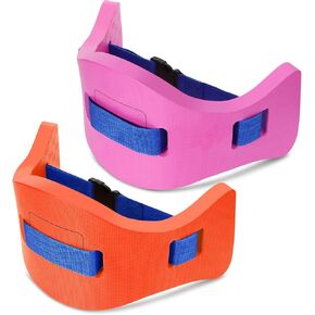 Wettarn 2 Pcs Kids Swim Belt with Adjustable Strap, EVA Buoyancy Belt for Youth Children Junior Water Aerobics Swimming Belt Fitness Foam Flotation Aid for Pool Swimming Training, Blue and Pink