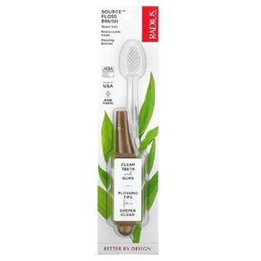 فرشاة أسنان RADIUS Source Floss Brush خالية من مادة BPA ومقبولة من ADA لتحسين صحة اللثة وتقليل مشاكل اللثة - فائقة النعومة - نقود - عبوة من قطعة واحدة