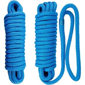 Amarine Made 2 Pack 3/8 Inch 35 FT Double Braid Nylon Dockline Dock Line Mooring Rope Eye: 12";Safe Workload: 660 Lbs;Tensile Strength: 3300 Lbs (White) in Kuwait