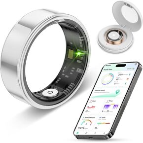 2024 Tracker Smart Ring Health Tracker للنساء - IP68 حلقة اللياقة البدنية مع تعقب النوم/معدل ضربات القلب/أكسجين الدم/الخطوات/المسافة/السعرات الحرارية ، مصراع الهواء ، حالة الشحن حتى 7 أيام