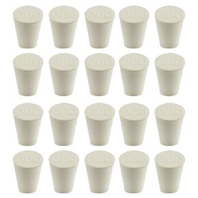 سدادة مطاطية صلبة ذات شكل مدبب أبيض ، حجم "4#" 1x0.7x1.1inch / 26x19x28mm ، 10 لكل حزمة