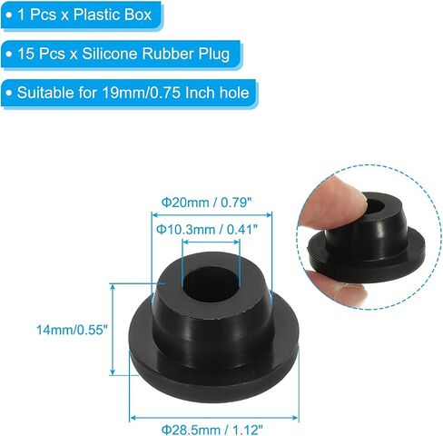 MECCANIXITY Silicone Rubber Hole Plug Soft Flexible Stoppers T-Shaped Silicone Plugs with Box for 11-12mm Hole White 15 Pieces in Saudi Arabia