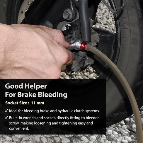 FIRSTINFO F3511 11mm Mini Brake Bleeder Wrench with Hose, Check Valve and 12 Points Socket, for Automotive and Motorcycle Brake Bleeding in Kuwait