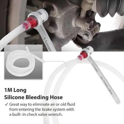 FIRSTINFO F3511 11mm Mini Brake Bleeder Wrench with Hose, Check Valve and 12 Points Socket, for Automotive and Motorcycle Brake Bleeding in Kuwait