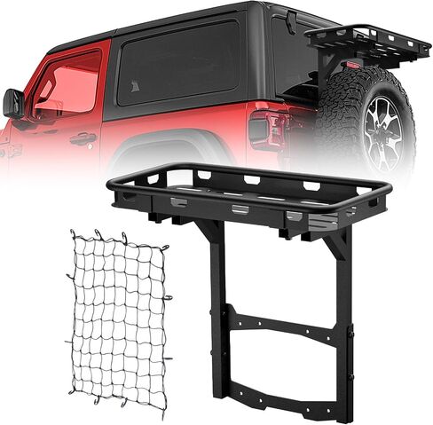 سلة الشحن الخلفية لسيارة Jeep Wrangler JK على البوابة الخلفية OE متوافقة مع باب 2007-2018 Jeep Wrangler JK & JKU Unlimited 2/4، رف شحن الإطارات الاحتياطية، حامل تخزين الأمتعة (مسمار) in Kuwait