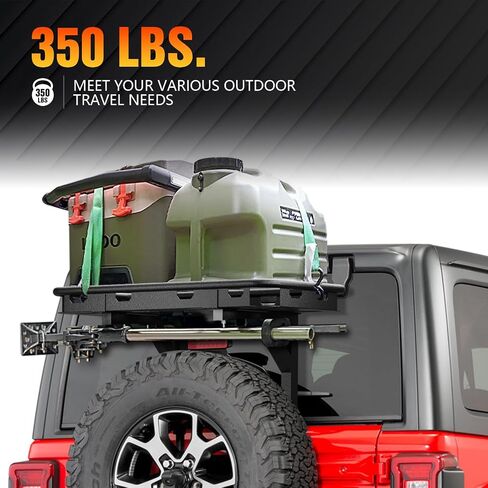 سلة الشحن الخلفية لسيارة Jeep Wrangler JK على البوابة الخلفية OE متوافقة مع باب 2007-2018 Jeep Wrangler JK & JKU Unlimited 2/4، رف شحن الإطارات الاحتياطية، حامل تخزين الأمتعة (مسمار) in Kuwait