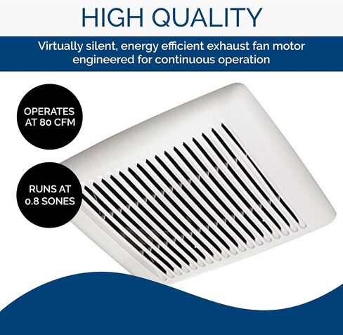 Broan-NuTone AE110 Invent Flex ENERGY STAR مروحة تهوية ذات سرعة واحدة مؤهلة، 110 CFM 1.0 Sones، أبيض in Kuwait