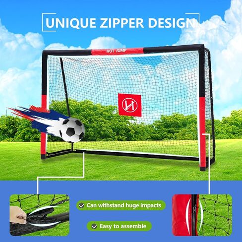 Soccer Goal for Backyard,6x4/8x5/10x6.5/12x6.5ft Metal Soccer, Soccer Goal for Kids 8-12, Soccer net with Zipper Design, Easy Assemble, Weatherproof Foam Padded Goal Post, Adults in Kuwait