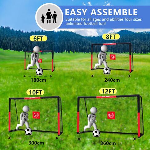 Soccer Goal for Backyard,6x4/8x5/10x6.5/12x6.5ft Metal Soccer, Soccer Goal for Kids 8-12, Soccer net with Zipper Design, Easy Assemble, Weatherproof Foam Padded Goal Post, Adults in Kuwait