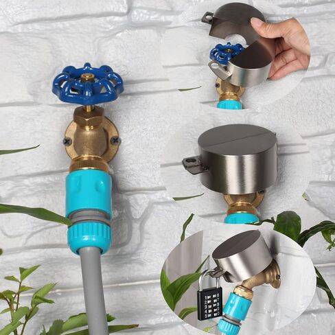 Hose Lock，Outdoor Faucet Lock,Made of Metal,Suitable for Garden Water Spigot Lock，Hose Bib Lock,Water Faucet Lock,Spigot Lock，Water Lock,Prevent Water Theft(red with Lock in Kuwait