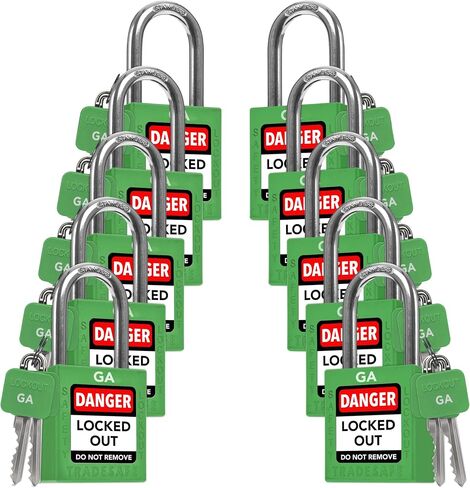 TRADESAFE Lockout Tagout Lock Sets, 7 Red Keyed Alike Unlimited Grouping Safety Padlocks, 2 Keys Per Lock, OSHA Compliant Loto Locks, for Lock Out Tag Out Kits in Kuwait