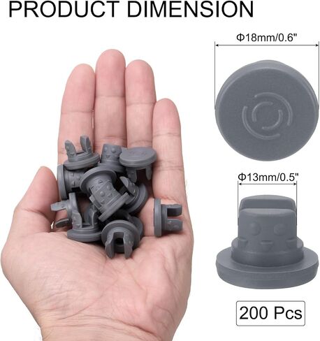 uxcell 13 mm/0.5 inch Vials Rubber Stoppers, 100 Pcs Two Legs Butyl Rubber Bottle Stopper Self-Healing Injection Ports Seal for Glass Vial and Liquid Culture Jars, Grey in Kuwait