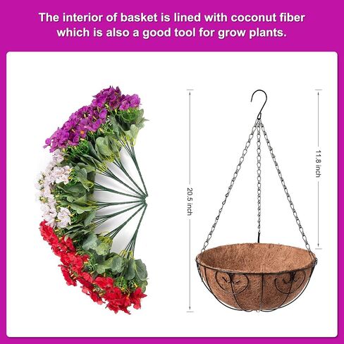 Fall Flowers Artificial for Decoration，Artificial Hanging Flowers for Outdoors,Realistic Silk Petunias Basket Fake Plants,Garden Thanksgiving Autumn Courtyard Front Porch Patio (Orange Brown) in Kuwait