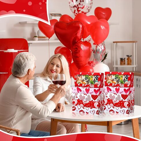 50 قطعة من صناديق بسكويت عيد الحب مع نافذة لعيد الحب، مقاس 30.48 سم × 13.97 سم × 6.35 سم، صناديق مخبز على شكل قلب، صناديق هدايا كب كيك عيد الحب، ديكورات لحفلات عيد الحب in Kuwait