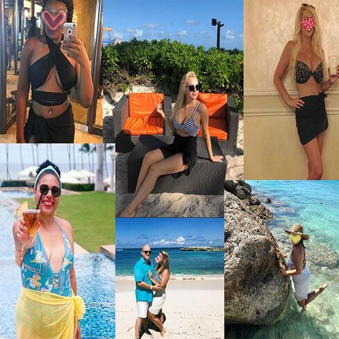 Ayliss Womens Swimwear Chiffon Cover up Solid Color Printed Beach Sarong Swimsuit Wrap Skirt Bathing Bikini in Saudi Arabia