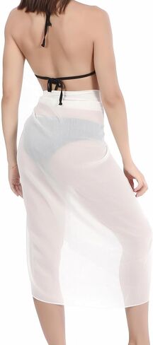 Ayliss Womens Swimwear Chiffon Cover up Solid Color Printed Beach Sarong Swimsuit Wrap Skirt Bathing Bikini in Saudi Arabia
