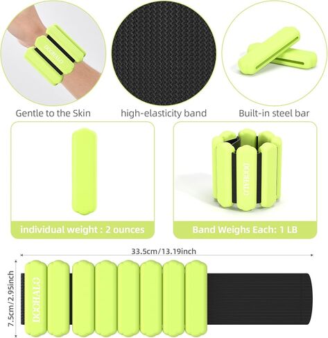 DOOHALO Ankle Weights for Women Arm Wrist Weights for Pilates Adjustable Weighted Wristbands for Leg Walking, Yoga, Aerobics 2 Pieces in Set 1lb Per Weight in Kuwait