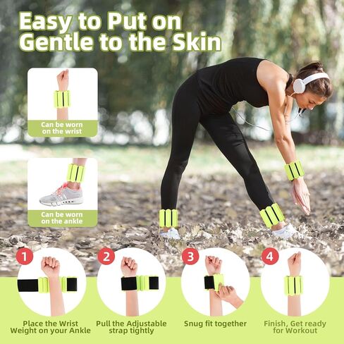 DOOHALO Ankle Weights for Women Arm Wrist Weights for Pilates Adjustable Weighted Wristbands for Leg Walking, Yoga, Aerobics 2 Pieces in Set 1lb Per Weight in Kuwait