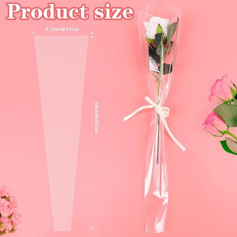 FOIMAS 120pcs Single Flower Sleeves Wrapping Bags Single Rose Florist Bouquet Packaging Bags for Floral Arrangement Supply Wedding Valentine's Day Mother's Day in Saudi Arabia