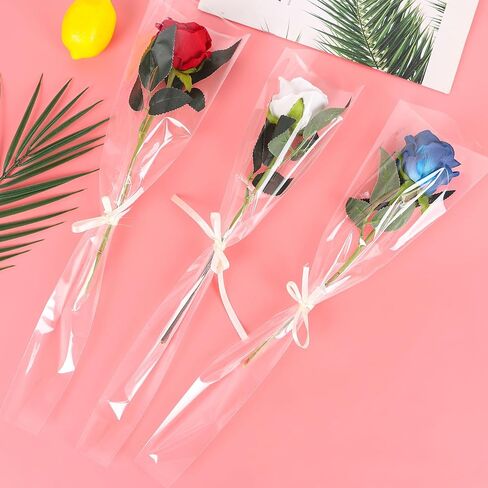 FOIMAS 120pcs Single Flower Sleeves Wrapping Bags Single Rose Florist Bouquet Packaging Bags for Floral Arrangement Supply Wedding Valentine's Day Mother's Day in Saudi Arabia