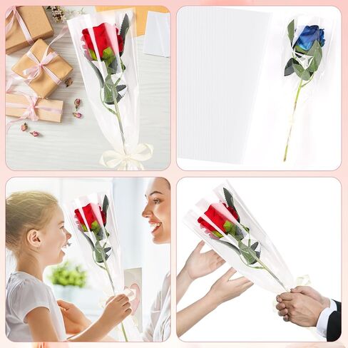 FOIMAS 120pcs Single Flower Sleeves Wrapping Bags Single Rose Florist Bouquet Packaging Bags for Floral Arrangement Supply Wedding Valentine's Day Mother's Day in Saudi Arabia