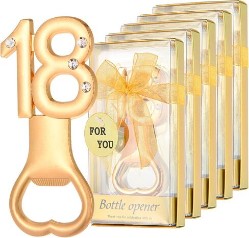 24Pcs Golden 15 Bottle Openers for 15th Birthday Party Favors Rhinestones Decorations for Wedding Anniversary Gifst Souvenrs or Keepsaks for Guests in Kuwait