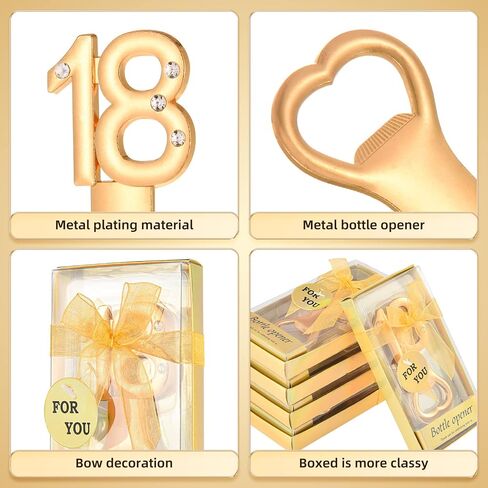 24Pcs Golden 15 Bottle Openers for 15th Birthday Party Favors Rhinestones Decorations for Wedding Anniversary Gifst Souvenrs or Keepsaks for Guests in Kuwait