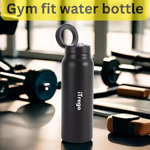 Water Bottle with Magnetic Phone Holder Lid - Insulated, Double Wall Stainless Steel Mag-safe Water Bottle With Straw & Magnet Mount for Gym, Travel, Sports - Hot & Cold (White 24 Oz) in Saudi Arabia
