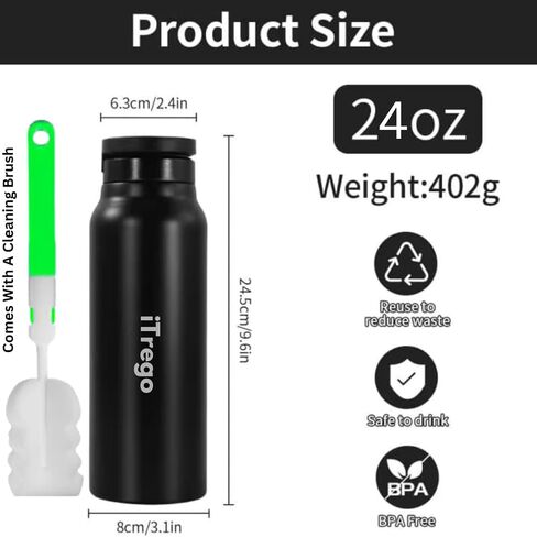 Water Bottle with Magnetic Phone Holder Lid - Insulated, Double Wall Stainless Steel Mag-safe Water Bottle With Straw & Magnet Mount for Gym, Travel, Sports - Hot & Cold (White 24 Oz) in Saudi Arabia