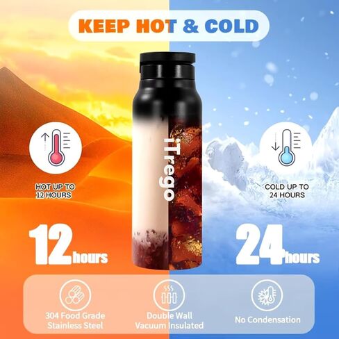 Water Bottle with Magnetic Phone Holder Lid - Insulated, Double Wall Stainless Steel Mag-safe Water Bottle With Straw & Magnet Mount for Gym, Travel, Sports - Hot & Cold (White 24 Oz) in Saudi Arabia