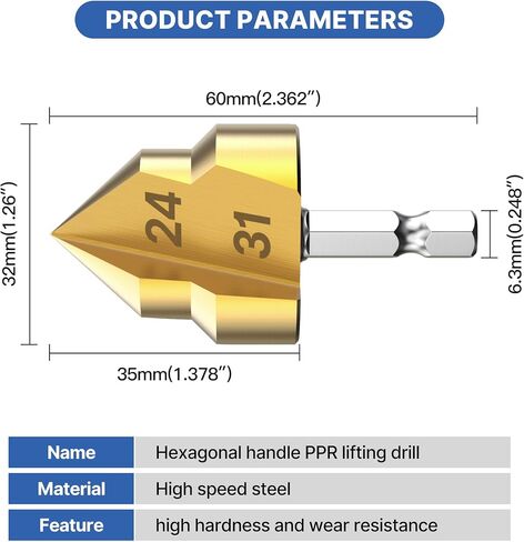 HUHAO PPR Lifting Stepped Drill Bit Reamer Drill, Water Pipe Hole Expansion Drill, Plumbing Expansion Drill with 1/4 Inch Hex Shank 18-24mm Hole Opening Core Drill Bits Repair Drill Connection Tools in Saudi Arabia