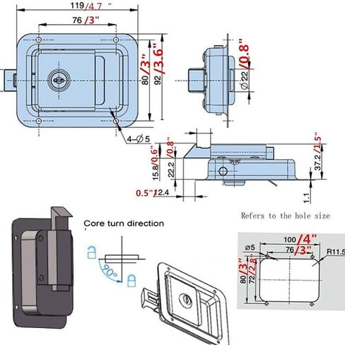 WJSKDQ 2 Pack Paddle Handle Locking Latch Matching RV Truck Door Tool Box Lock Standard Flush Latch for Caravan Truck Camp Motorhome Patrol Car Stainless Steel in Kuwait