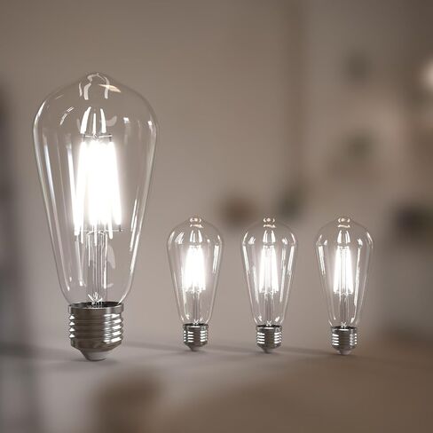 Edison Plubs 6W E26 LED LED 60 WATT مكافئ ، مصابيح LED LED خمر CRI90+ ST19 ، مصابيح إضاءة صافية قابلة للضوء ، 2700K أبيض دافئ ناعم 4 in Kuwait