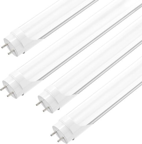 JESLED 4FT LED T8 Type A+B Tube Lights, 24W(65W Equivalent), 3200LM, 6000K, Single or Double End Powered, Plug and Play or Ballast Bypass, 4 Foot T10 T12 Fluorescent Bulbs Replacement, Clear(4-Pack) in Kuwait