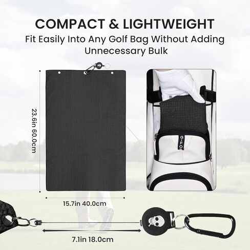 FINGER TEN Golf Towels for Golf Bags with Strong Magnetic Retractable Carabiner 24''X16'' Lightweight Absorbent Microfiber Waffle Pattern Tri-Fold Towel for Women Men (Black&Gray&Blue-3 Pack) in Kuwait