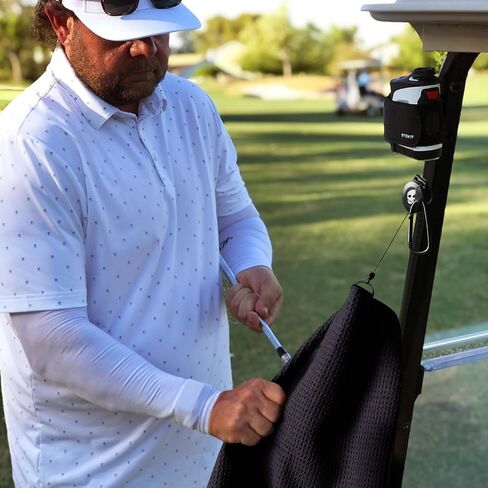 FINGER TEN Golf Towels for Golf Bags with Strong Magnetic Retractable Carabiner 24''X16'' Lightweight Absorbent Microfiber Waffle Pattern Tri-Fold Towel for Women Men (Black&Gray&Blue-3 Pack) in Kuwait