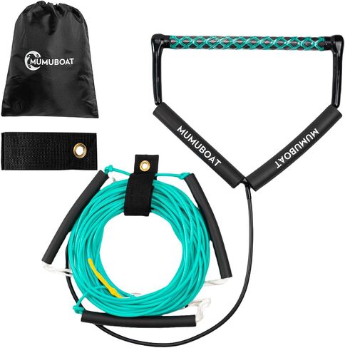 حبل Dyneema Wakeboard بطول 75 قدمًا، حبل غير قابل للتمدد ومقبض حبل التزلج على الماء للرياضات المائية، 4 أقسام حبل سحب عائم للركبة وركوب الأمواج in Saudi Arabia