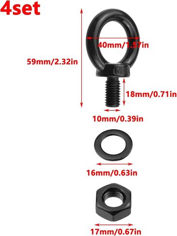 Antrader Lifting Shoulder Eye Bolts,6 Sets Eye Bolts with Nuts M8 Stainless Steel Machinery Shoulder Lifting Eye Bolt Lifting Ring Threaded Eyebolts with Lock Nuts,Lock Washers, Flat Washers in Kuwait