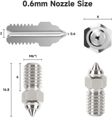 Creality Official Ender 3 V3 SE Nozzle, 5 Pcs 0.4mm High Speed M6 Extruder Nozzles, 3D Printer Brass High Temperature Wear Resistant Nozzle for Ender 5 S1, Ender 7 in Kuwait