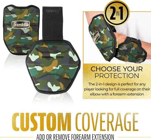 Franklin Sports Baseball Elbow Guard - سلسلة PRT للبيسبول للبالغين + درع الكوع اللينة للضرب - الكوع الواقي + وسادة الساعد - ضاربو اليد اليمنى + اليسرى - أسود/ذهبي - مقاس واحد - للبالغين in Kuwait