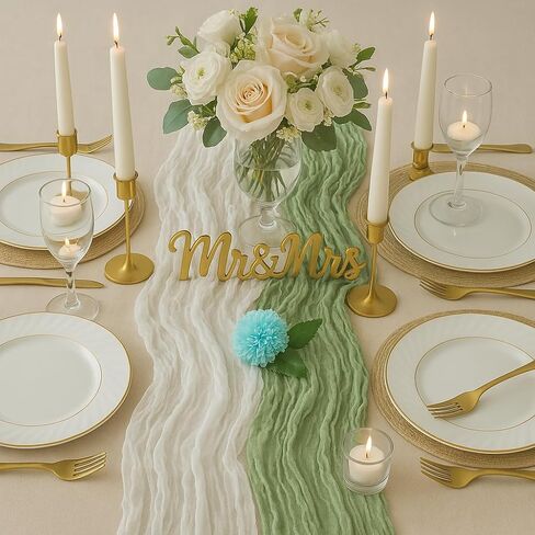 2 PCS 13Ft Table Runner for Wedding, Cotton Cheesecloth Table Runner Linen Table Runner Rustic Table Runner Bridal Party Decor Wedding Table Decor (Cameo Brown) in Kuwait