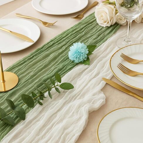 2 PCS 13Ft Table Runner for Wedding, Cotton Cheesecloth Table Runner Linen Table Runner Rustic Table Runner Bridal Party Decor Wedding Table Decor (Cameo Brown) in Kuwait