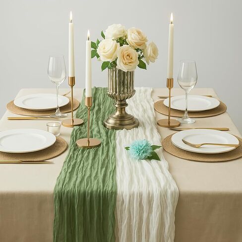 2 PCS 13Ft Table Runner for Wedding, Cotton Cheesecloth Table Runner Linen Table Runner Rustic Table Runner Bridal Party Decor Wedding Table Decor (Cameo Brown) in Kuwait