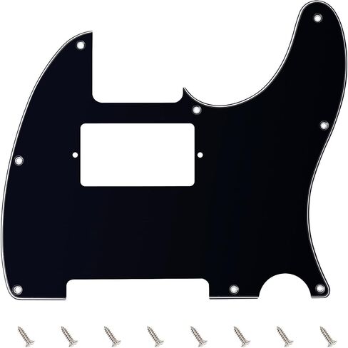 Banworks 1 Ply Tele HS/HH Pickguard 8-Hole Electric Guitar Pickguard Scratch Plate for USA/Mexican Fender Modern Style Standard Tele Telecaster JT/HB-04 Glossy Black in Kuwait