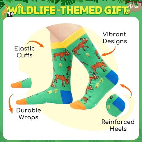 HAPPYPOP Funny Moose Gifts for Men Women Moose Gifts for Moose Lovers, Novelty Moose Socks Crazy Silly Fun Socks in Kuwait